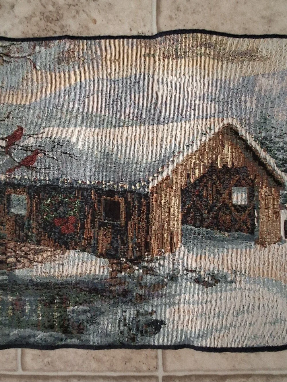 Nicky Boehme Winter Scene Covered Bridge 72x13
